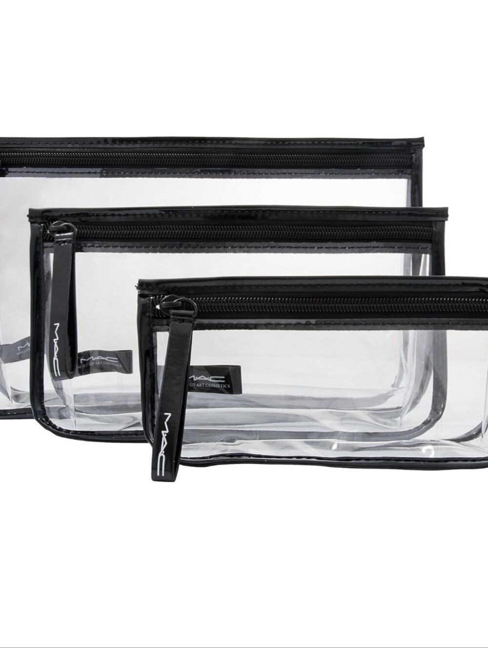 MAC Cosmetics Clear Black-Trim Makeup Pouch Trio - Picture 2 of 7